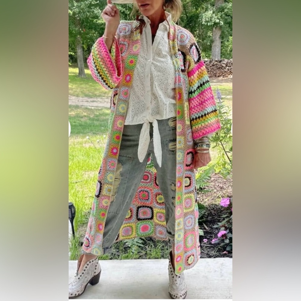 NEW Jaded Gypsy Boho Crochet Long Cardigan - Multicolor!! OS